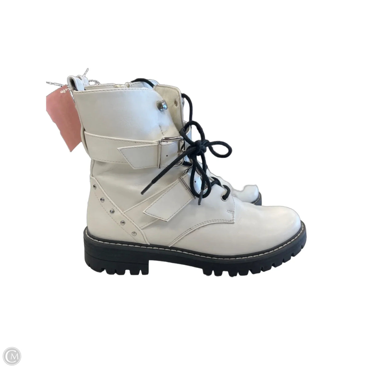 Boots Combat By So In White, Size: 8