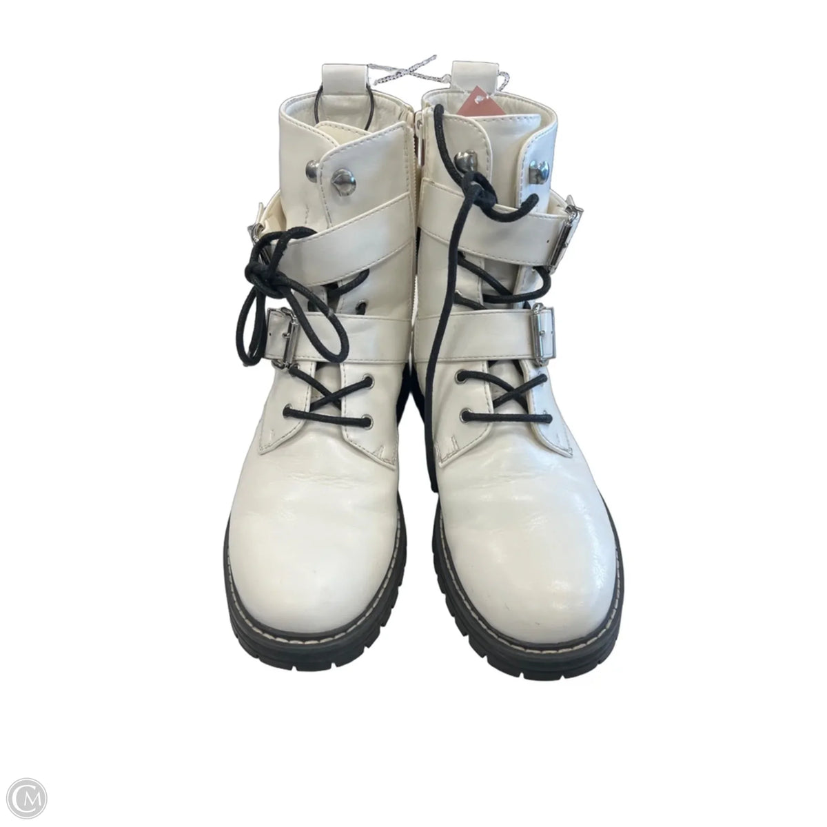 Boots Combat By So In White, Size: 8