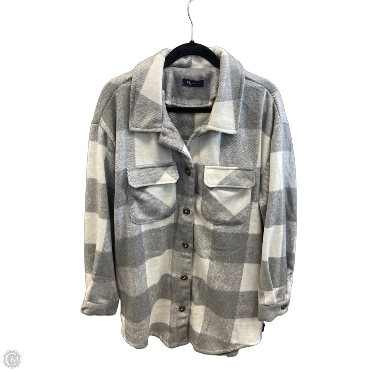 Jacket Shirt By Kld In Grey, Size: L
