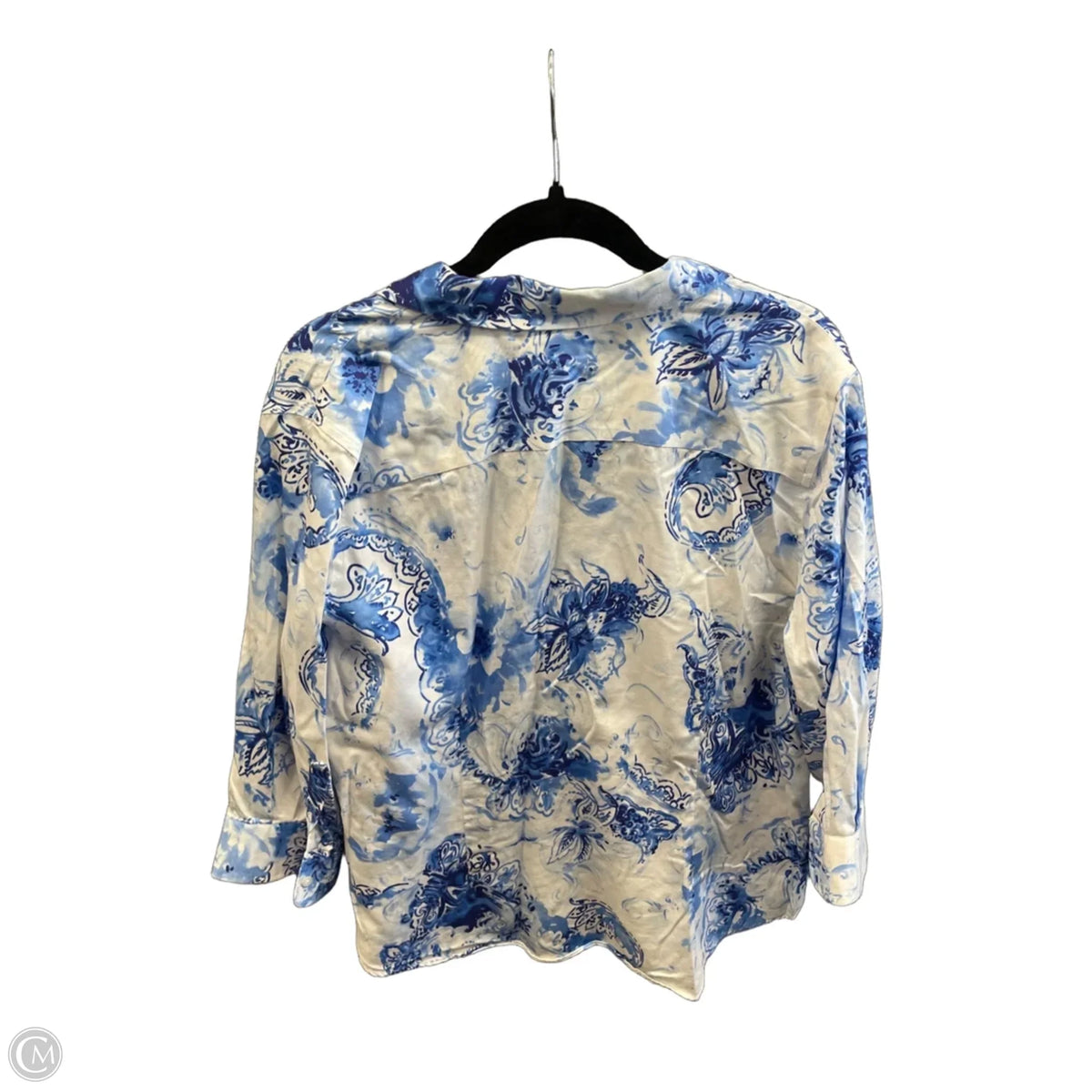 Top Long Sleeve By Chaps In Blue & White, Size: 1x