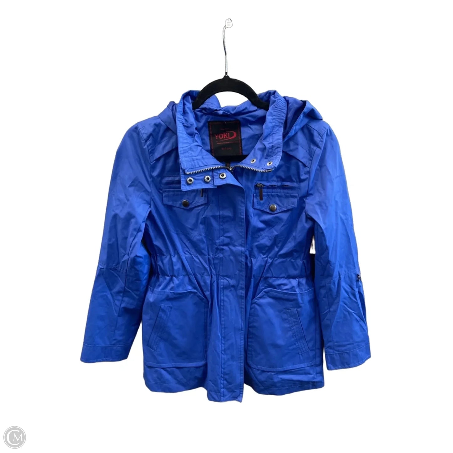 Coat Raincoat By Yoki In Blue, Size: L