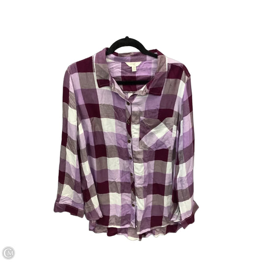 Top Long Sleeve By Terra & Sky In Purple, Size: 1x