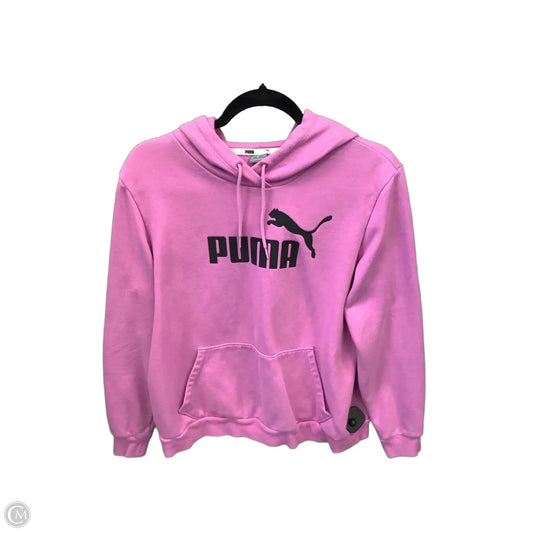 Athletic Sweatshirt Hoodie By Puma In Pink, Size: L
