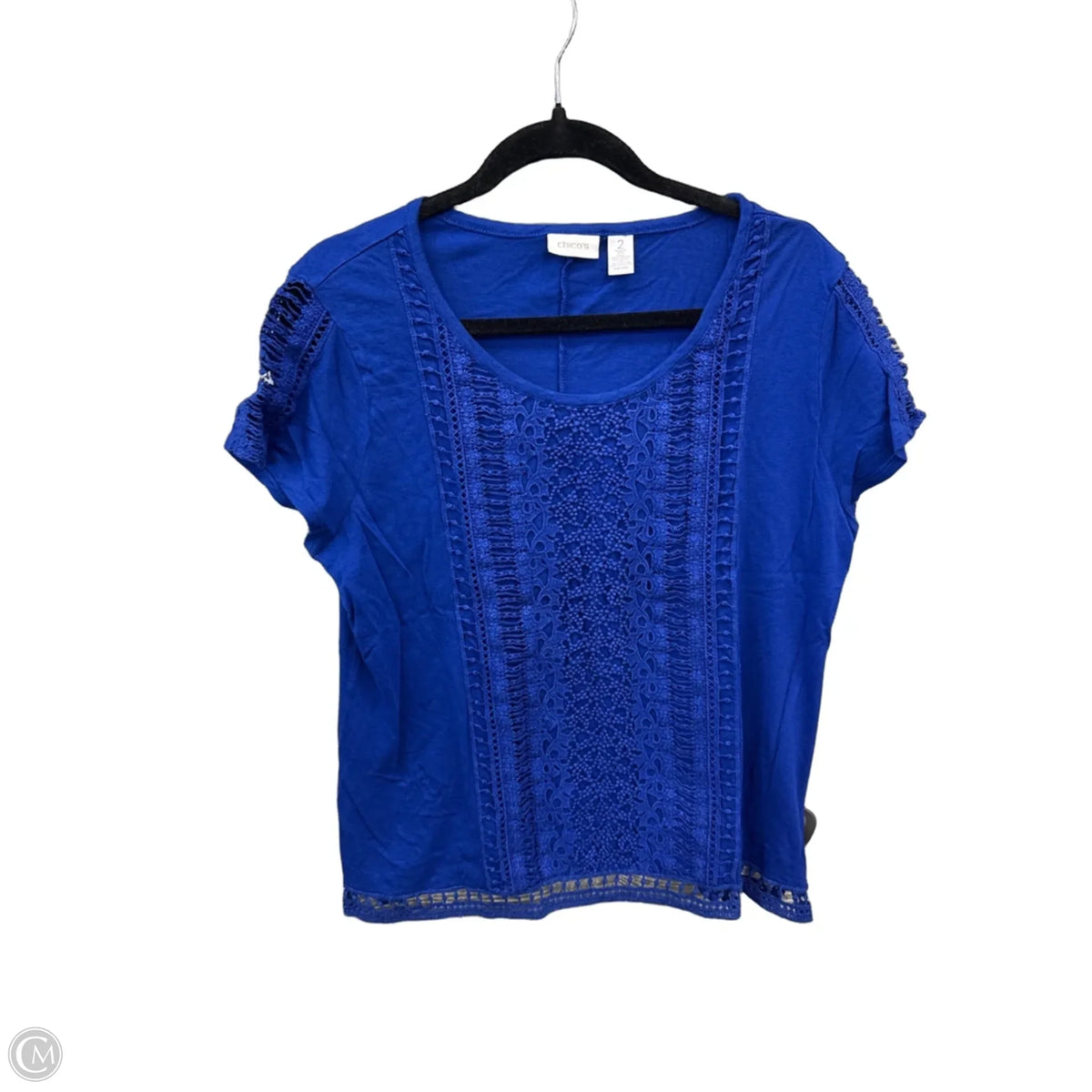 Top Short Sleeve By Chicos In Blue, Size: M