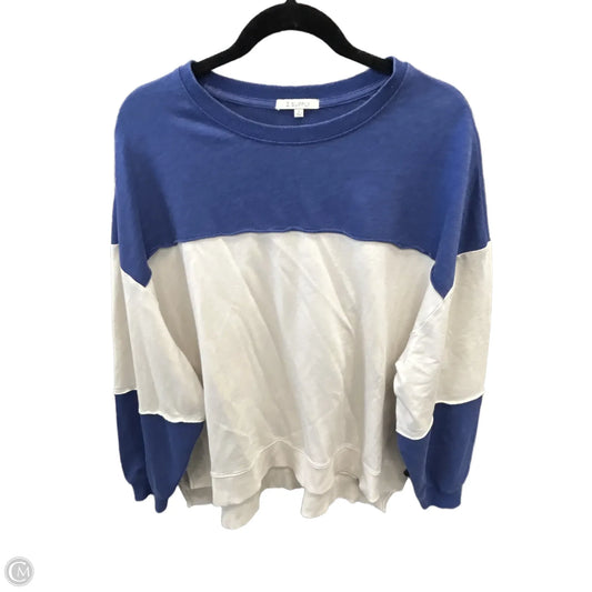 Top Long Sleeve By Z Supply In Blue & Cream, Size: L