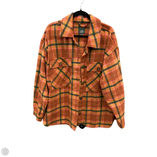 Jacket Shirt By Wild Fable In Plaid Pattern, Size: L