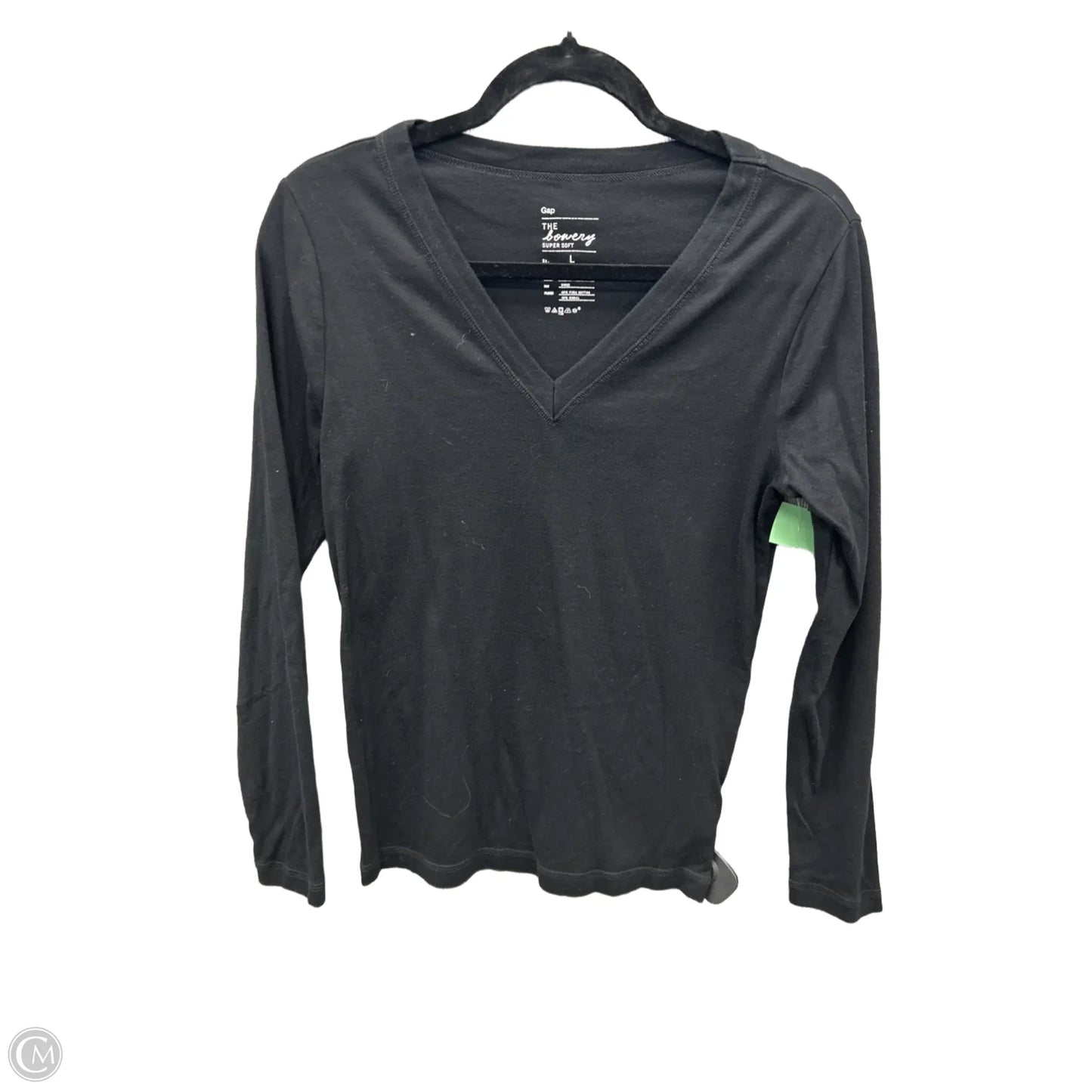 Top Long Sleeve Basic By Gap In Black, Size: L