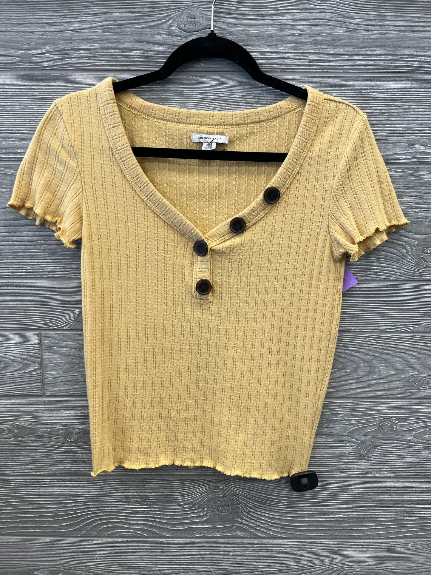 Top Short Sleeve By American Eagle In Yellow, Size: S