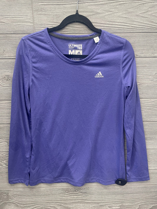 Purple Athletic Top Long Sleeve Collar Adidas, Size M