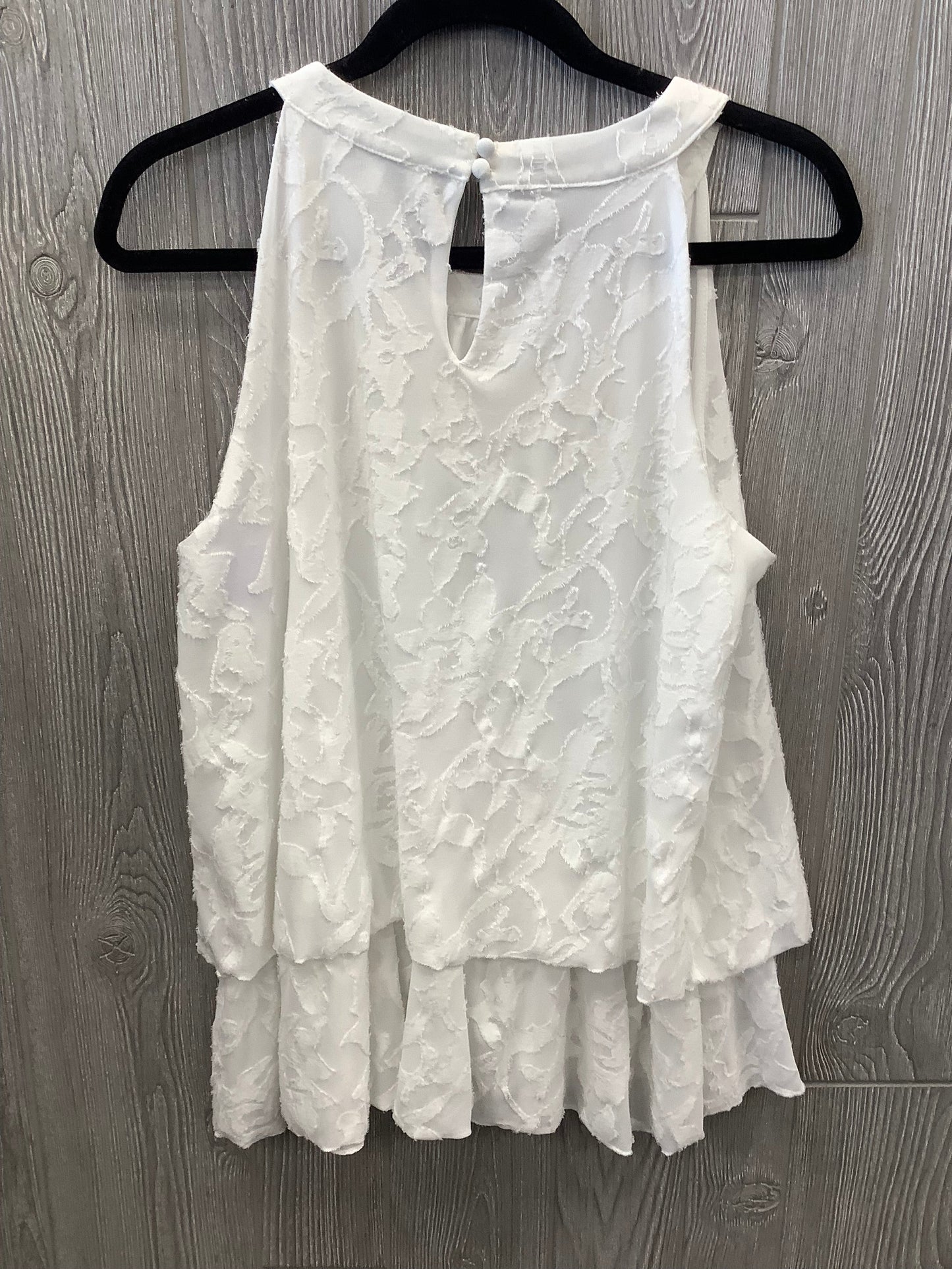 White Top Sleeveless Rose And Olive, Size L