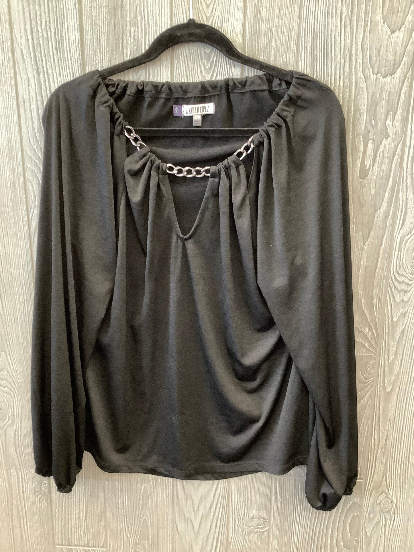 Black Top Long Sleeve Jennifer Lopez, Size L