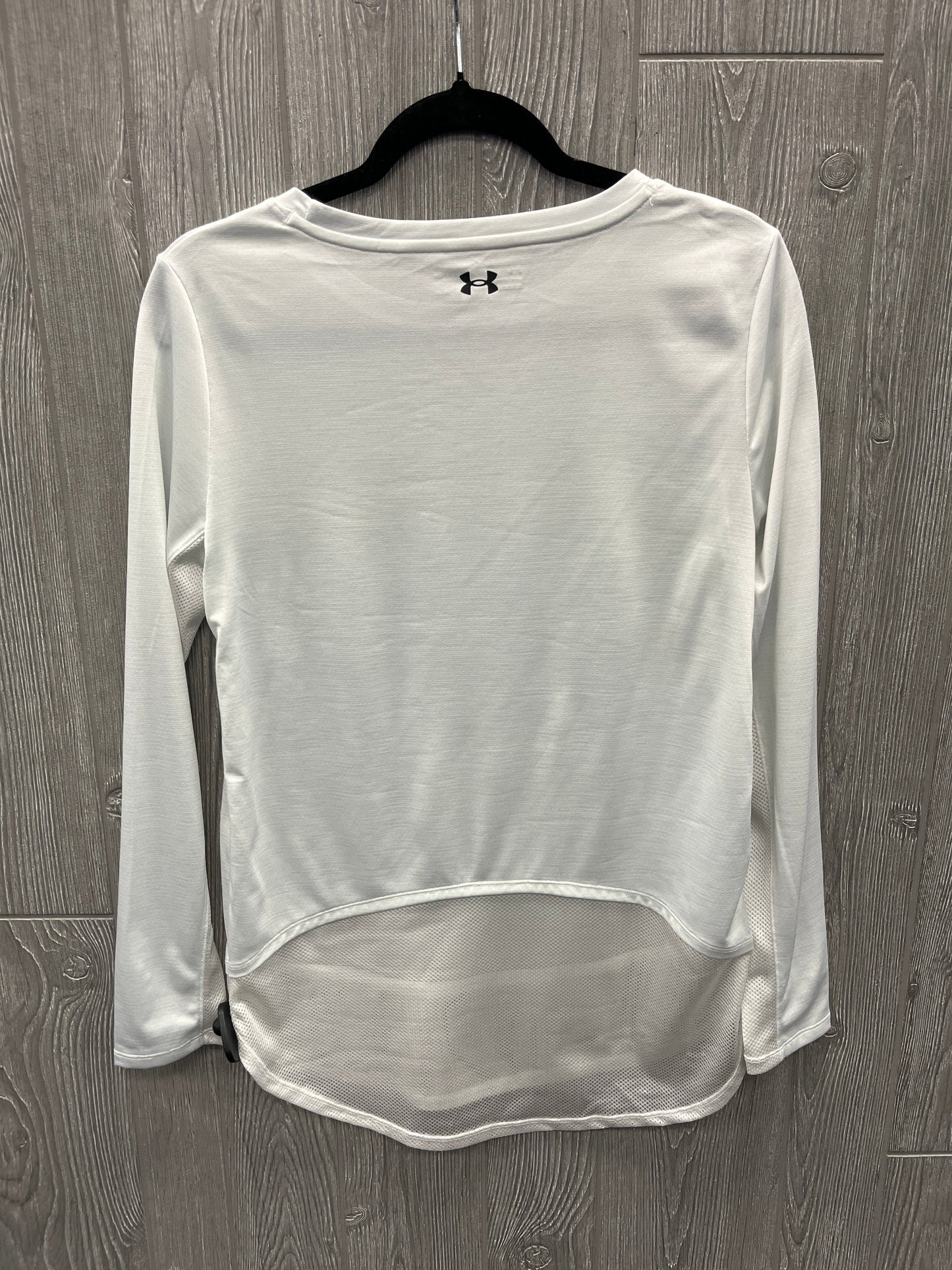 Athletic Top Long Sleeve Collar By Under Armour In White, Size: S