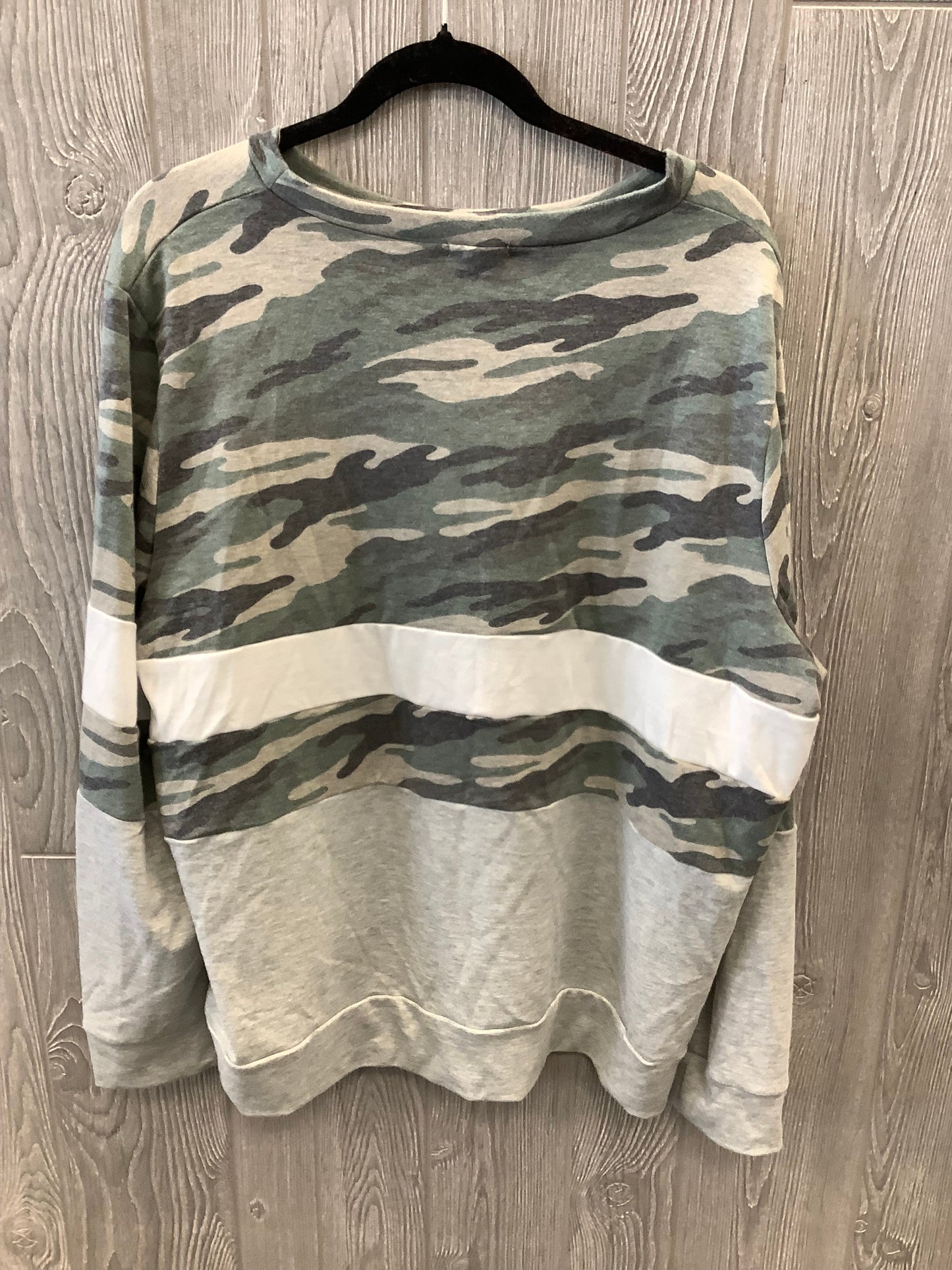 Camouflage Print Top Long Sleeve Clothes Mentor, Size 3x