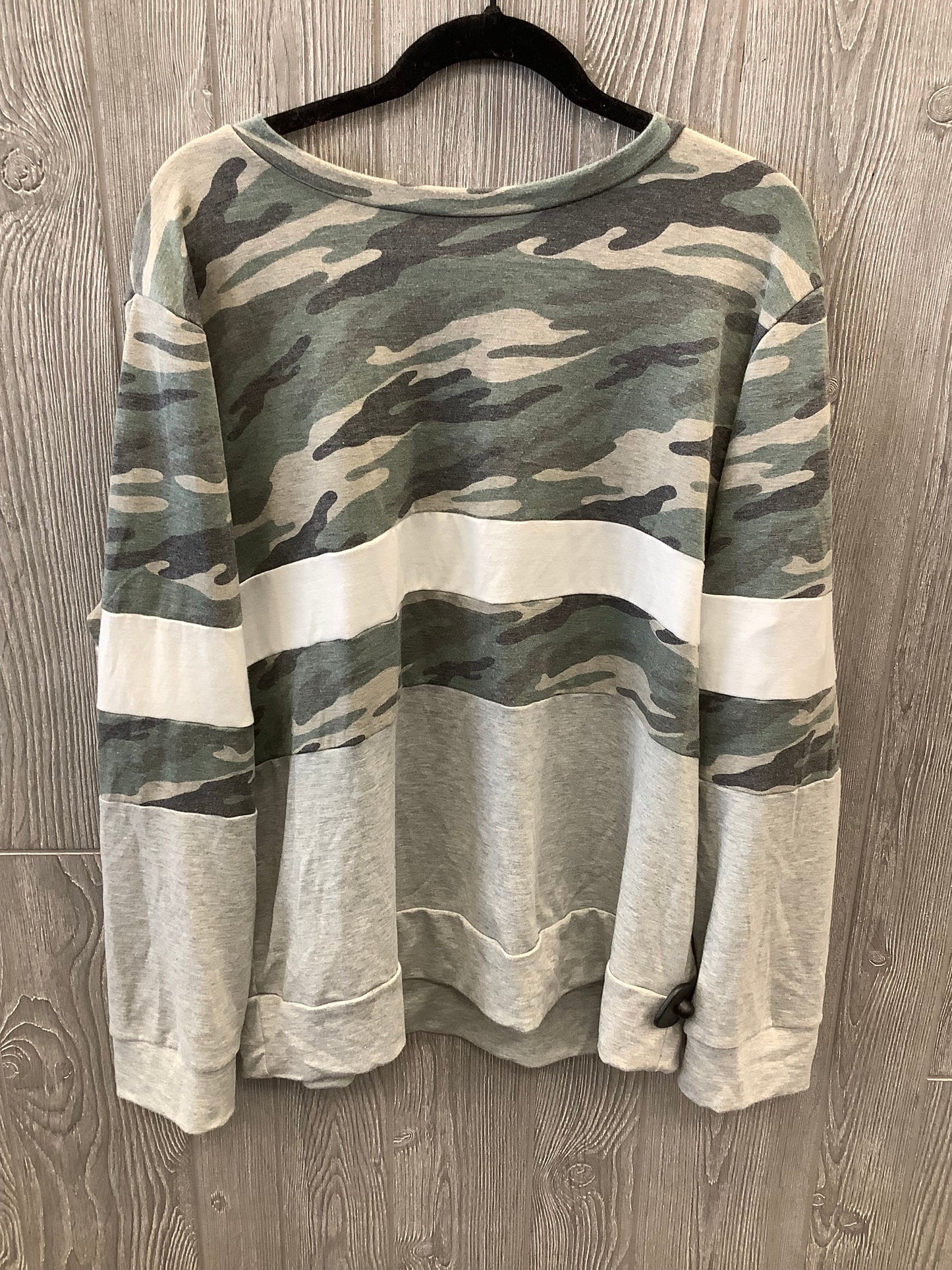 Camouflage Print Top Long Sleeve Clothes Mentor, Size 3x