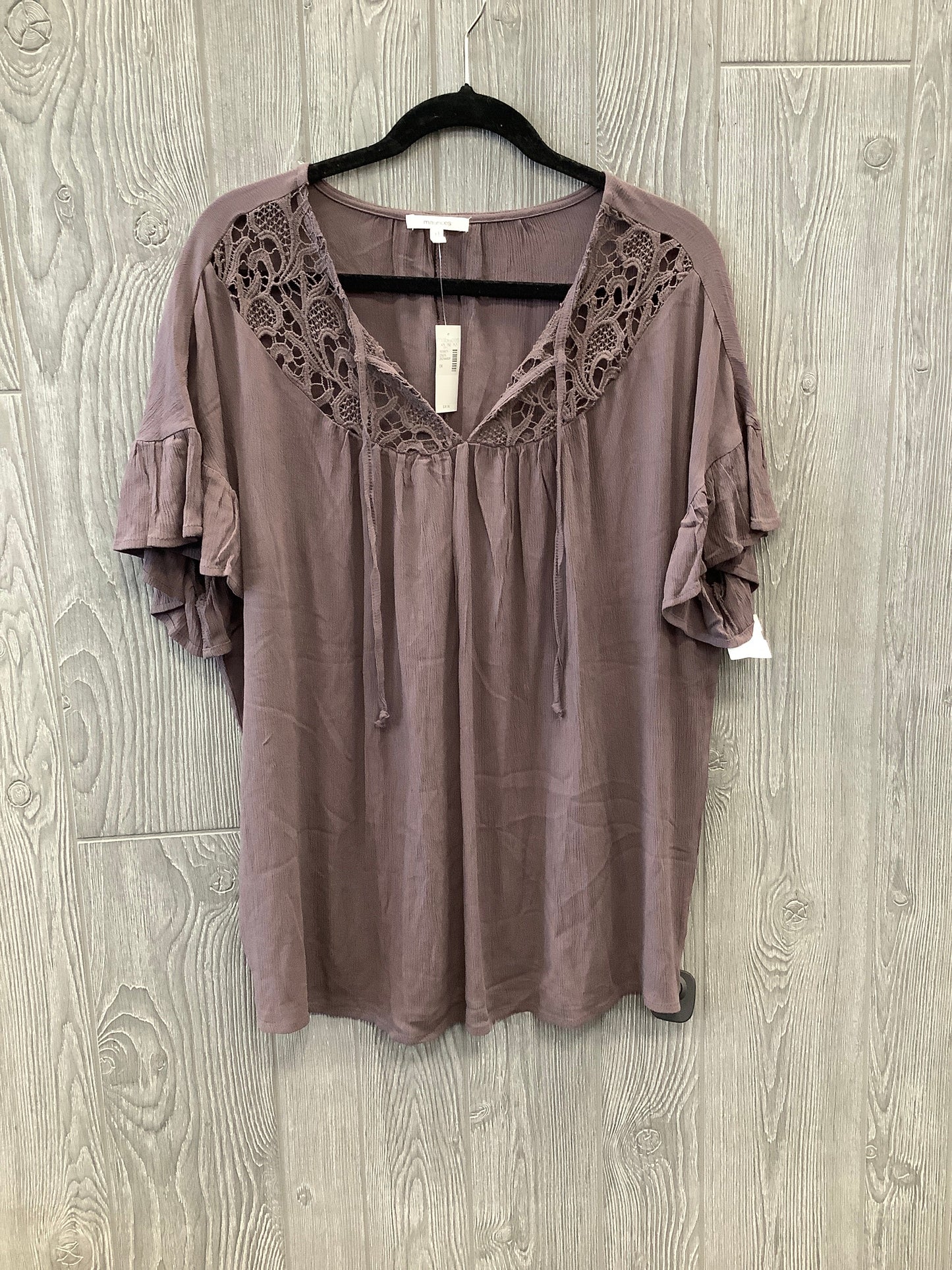 Brown Top Short Sleeve Maurices, Size Xl