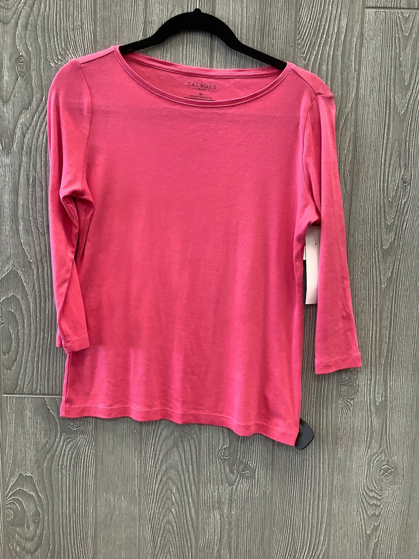 Pink Top 3/4 Sleeve Basic Talbots, Size Petite   S