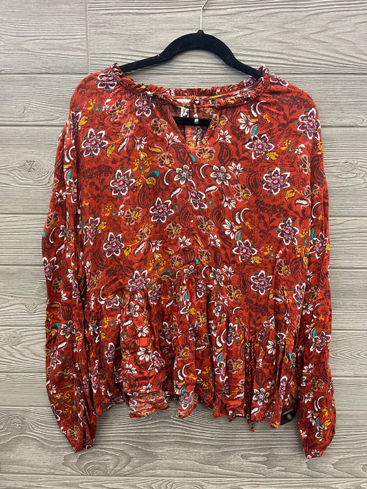 Floral Print Top Long Sleeve Time And Tru, Size Xxl