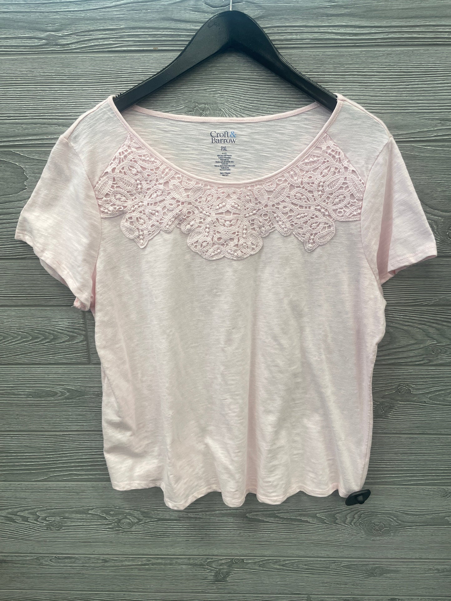 Top Short Sleeve By Croft And Barrow In Pink, Size: Petite   Xl