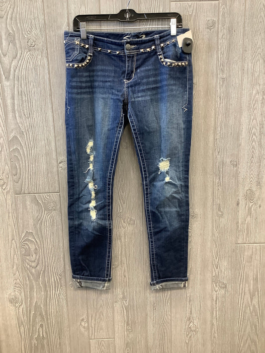 Blue Denim Jeans Cropped Seven 7, Size 6