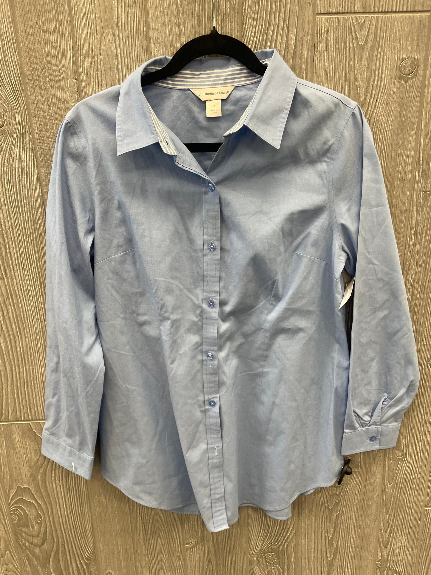 Blue Top Long Sleeve Christopher And Banks, Size M