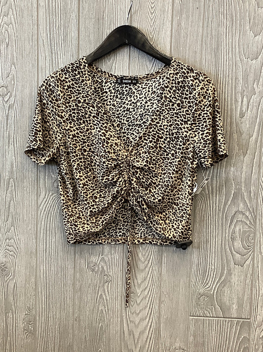 Top Short Sleeve By Shein In Animal Print, Size: Xl