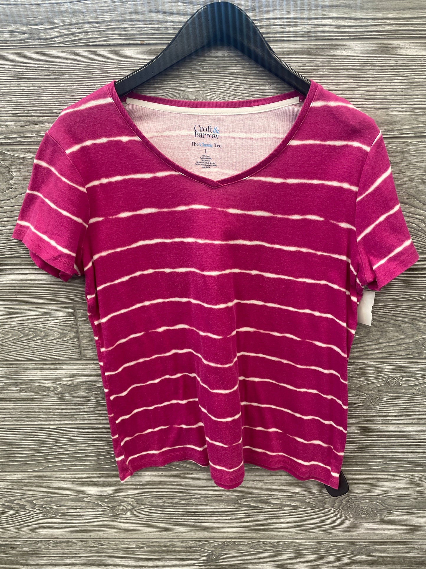 Top Short Sleeve By Croft And Barrow In Pink, Size: L