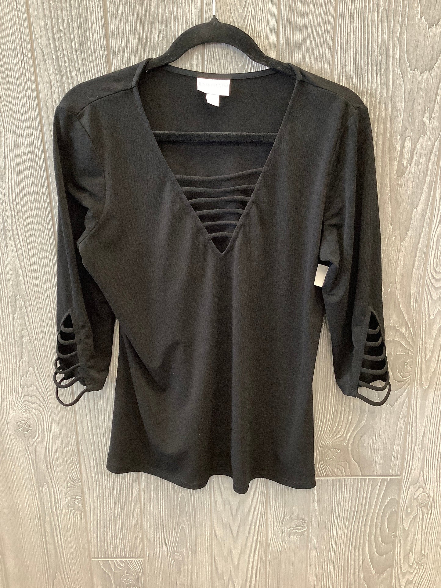 Top 3/4 Sleeve By Bisou Bisou In Black, Size: L