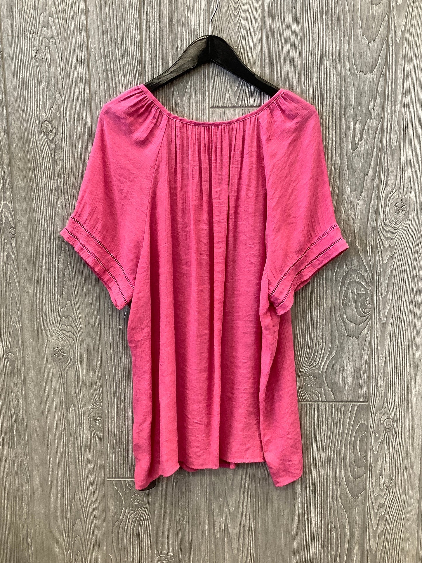 Top Short Sleeve By Cj Banks In Pink, Size: 2x