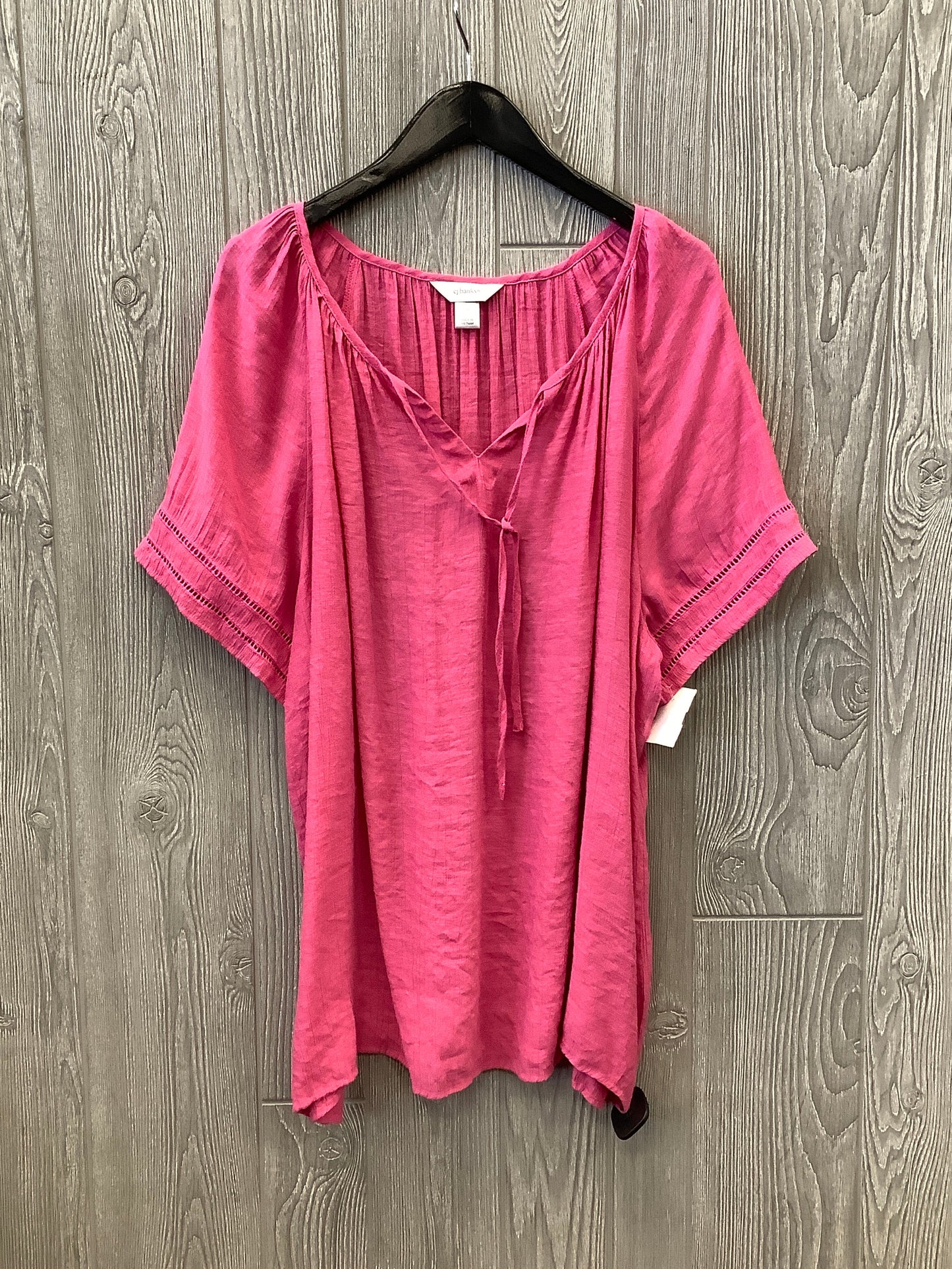 Top Short Sleeve By Cj Banks In Pink, Size: 2x