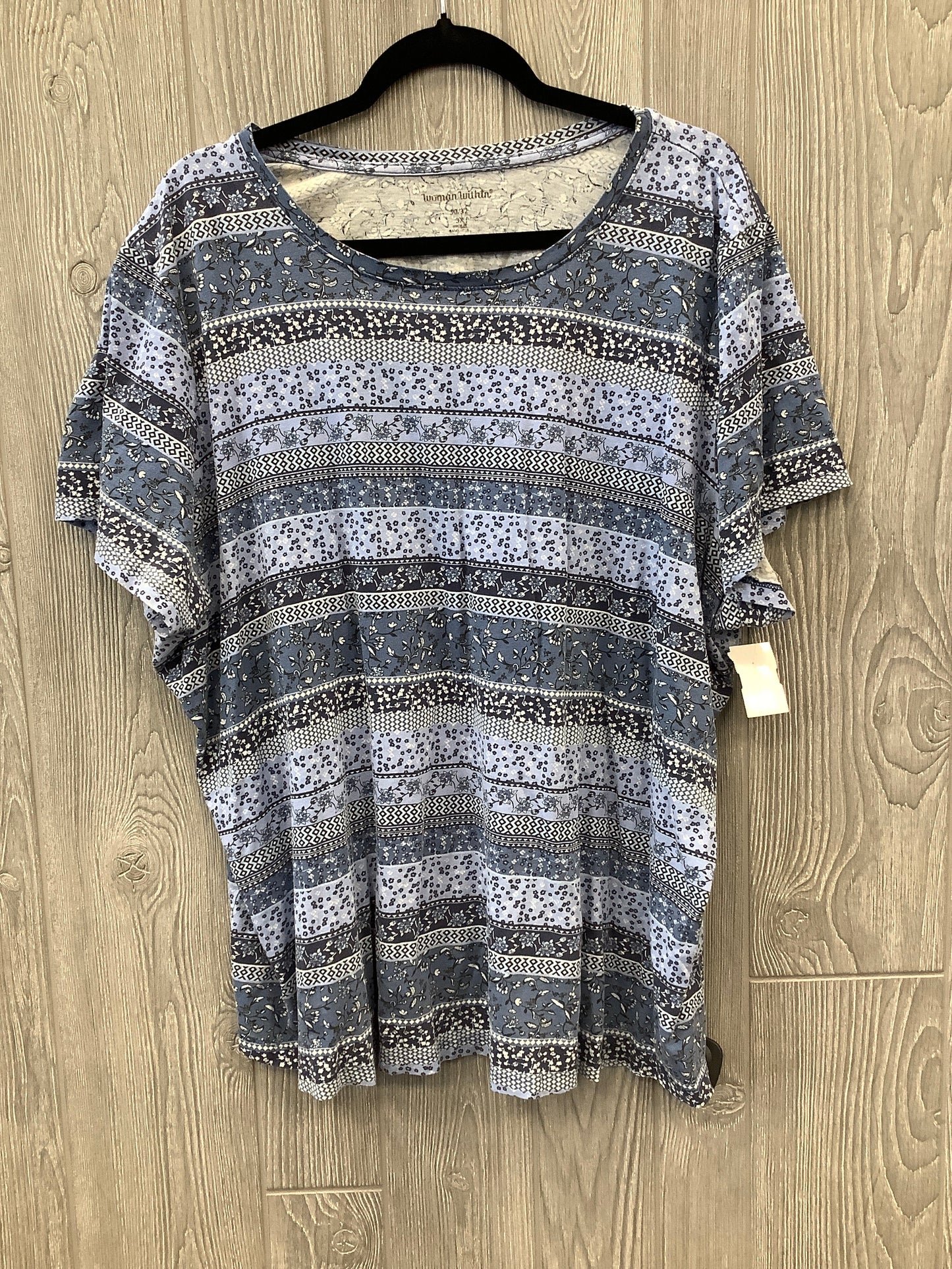 Top Short Sleeve By Woman Within In Blue, Size: 3x