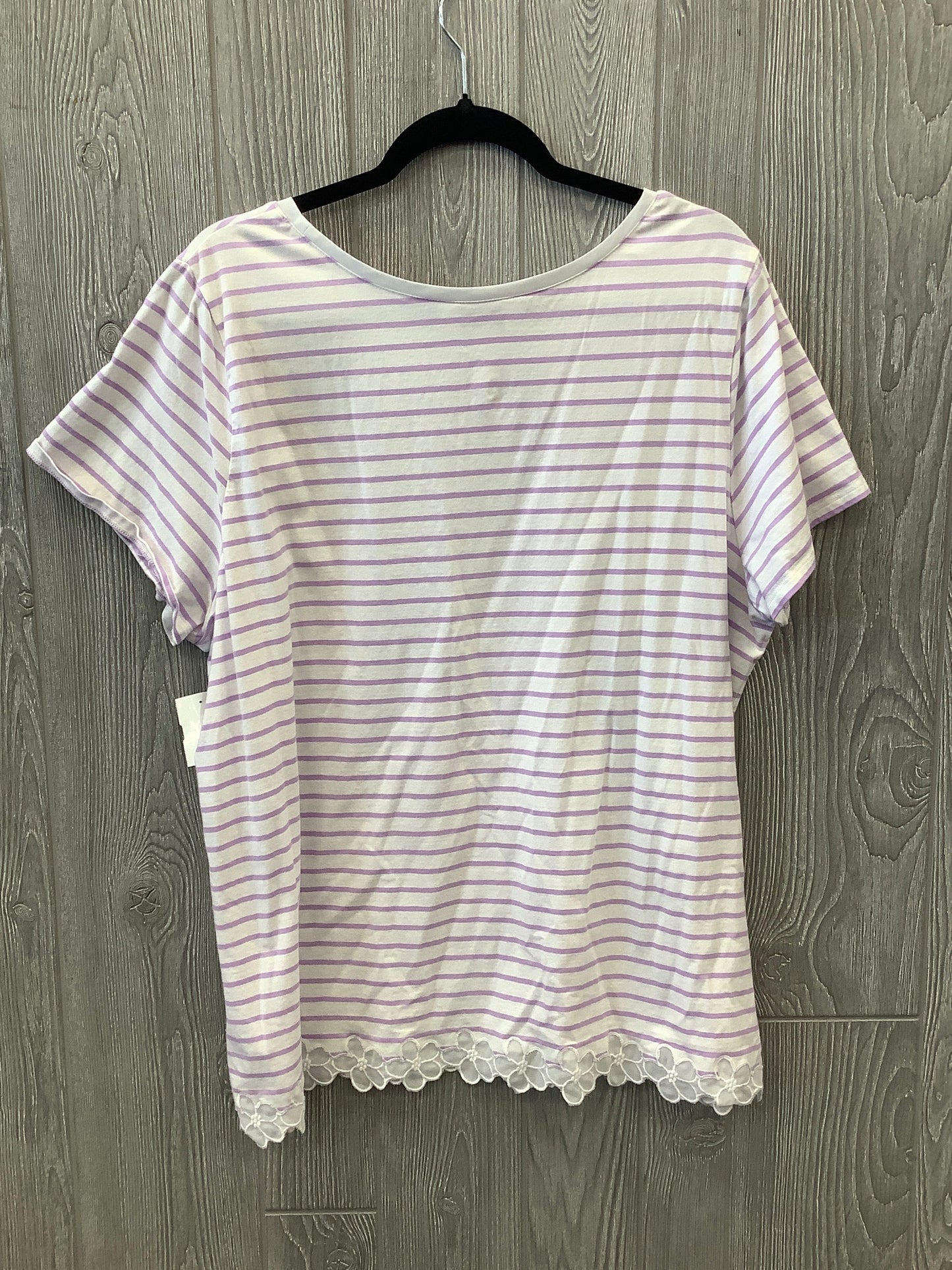 Top Short Sleeve By Cj Banks In Striped Pattern, Size: 2x