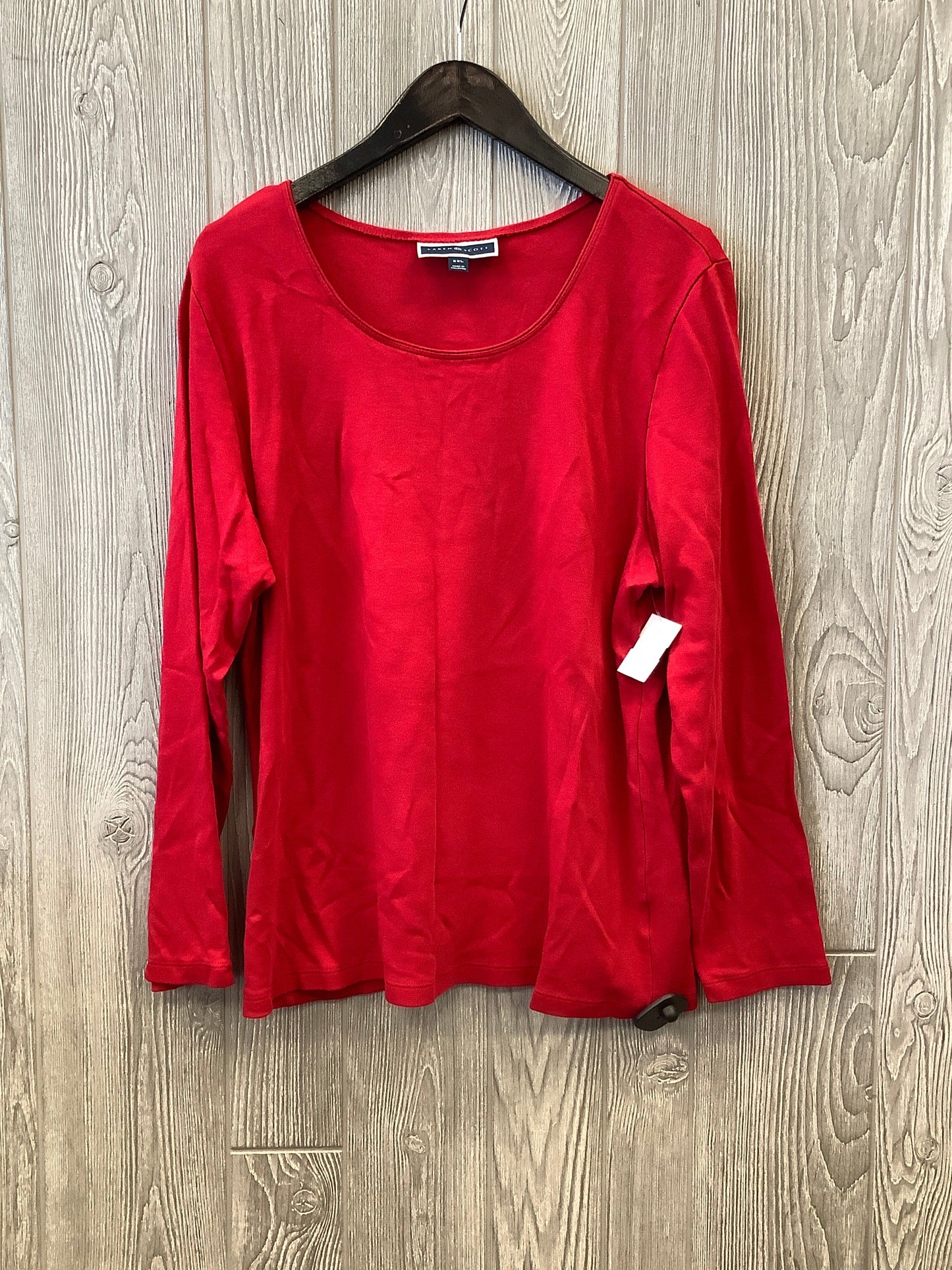 Top Long Sleeve By Karen Scott In Red, Size: Xxl