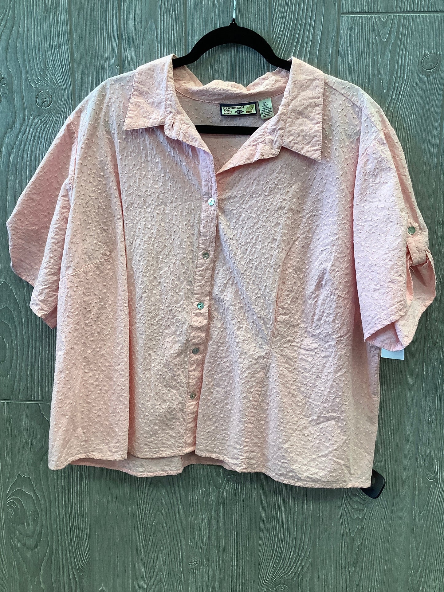 Top Short Sleeve By Caribbean Joe In Pink, Size: 3x