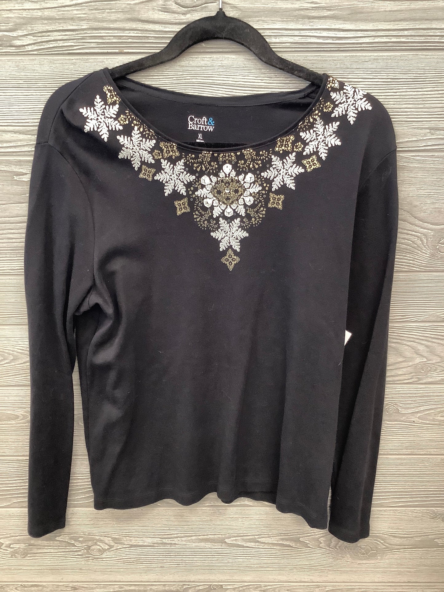 Top Long Sleeve By Croft And Barrow In Black, Size: Xl