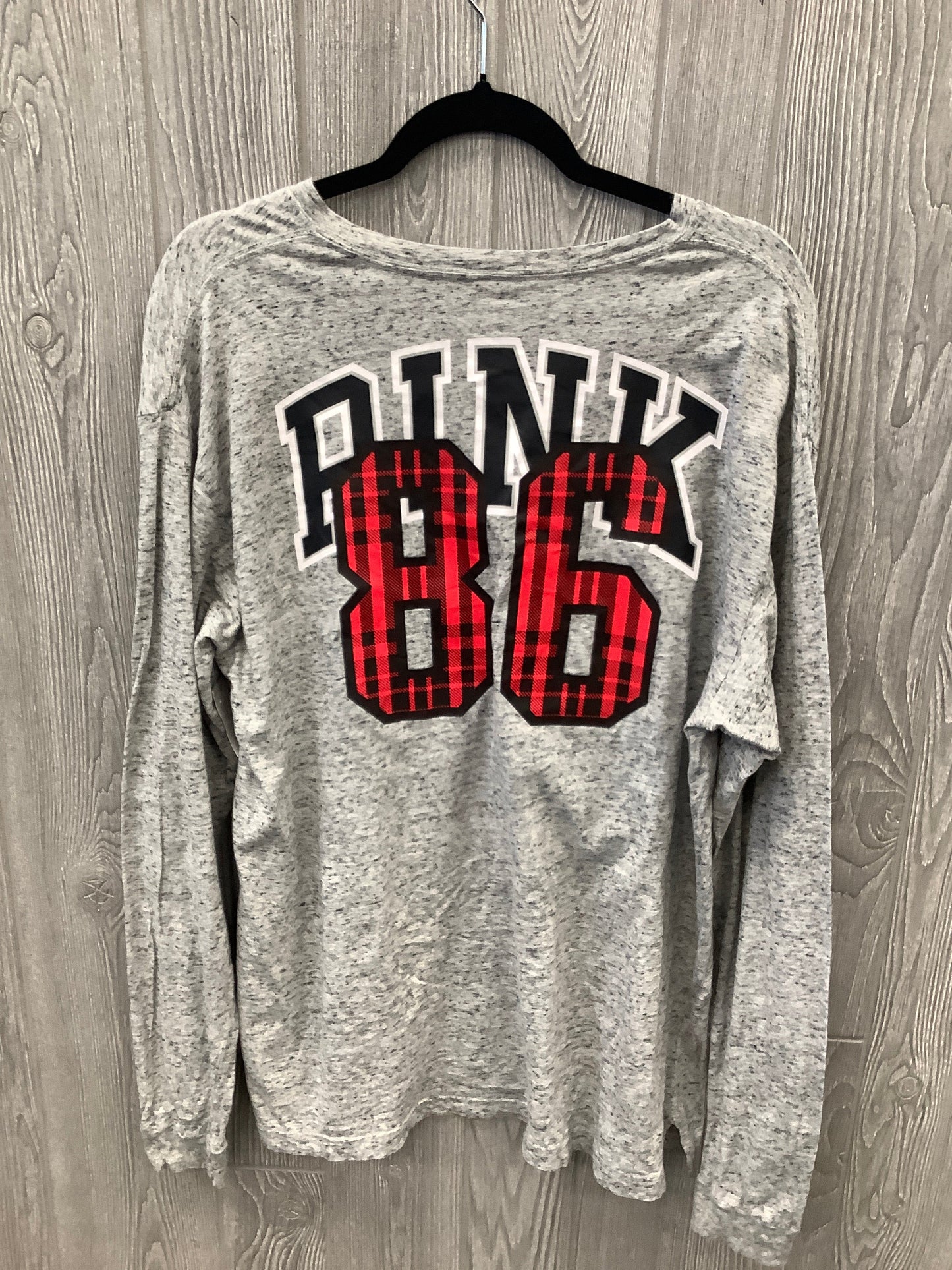 Top Long Sleeve By Pink In Grey, Size: L