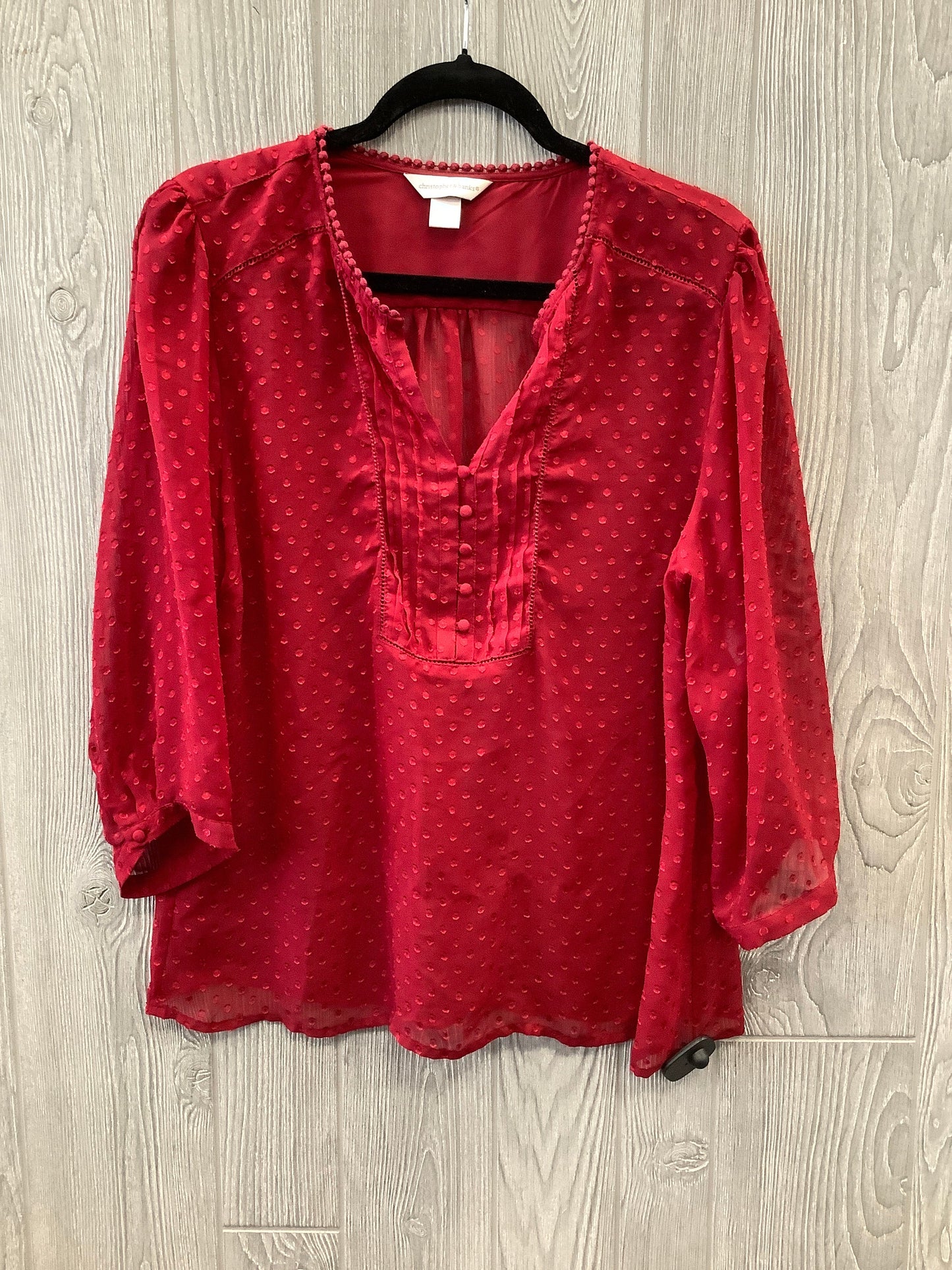 Top Long Sleeve By Christopher And Banks In Red, Size: L