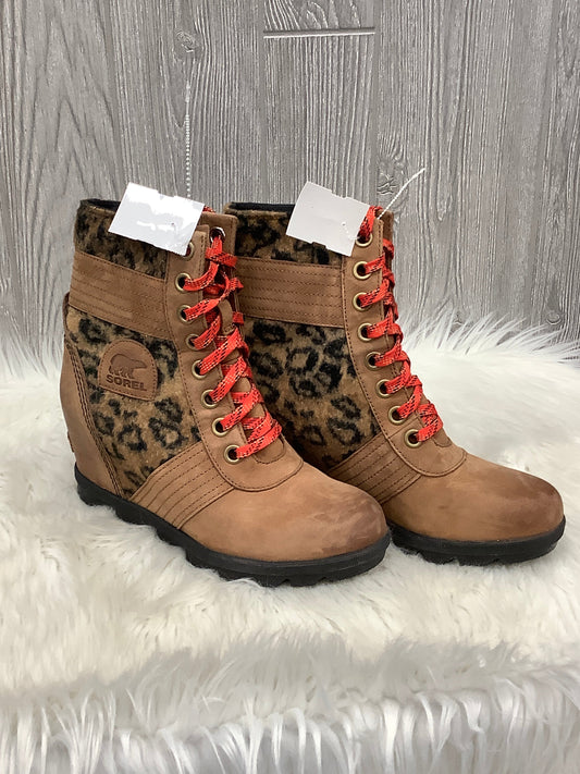 Boots Ankle Heels By Sorel In Brown, Size: 8.5