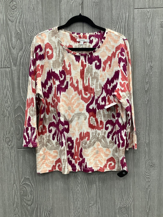 Top 3/4 Sleeve By Chicos In Pink & Purple, Size: L