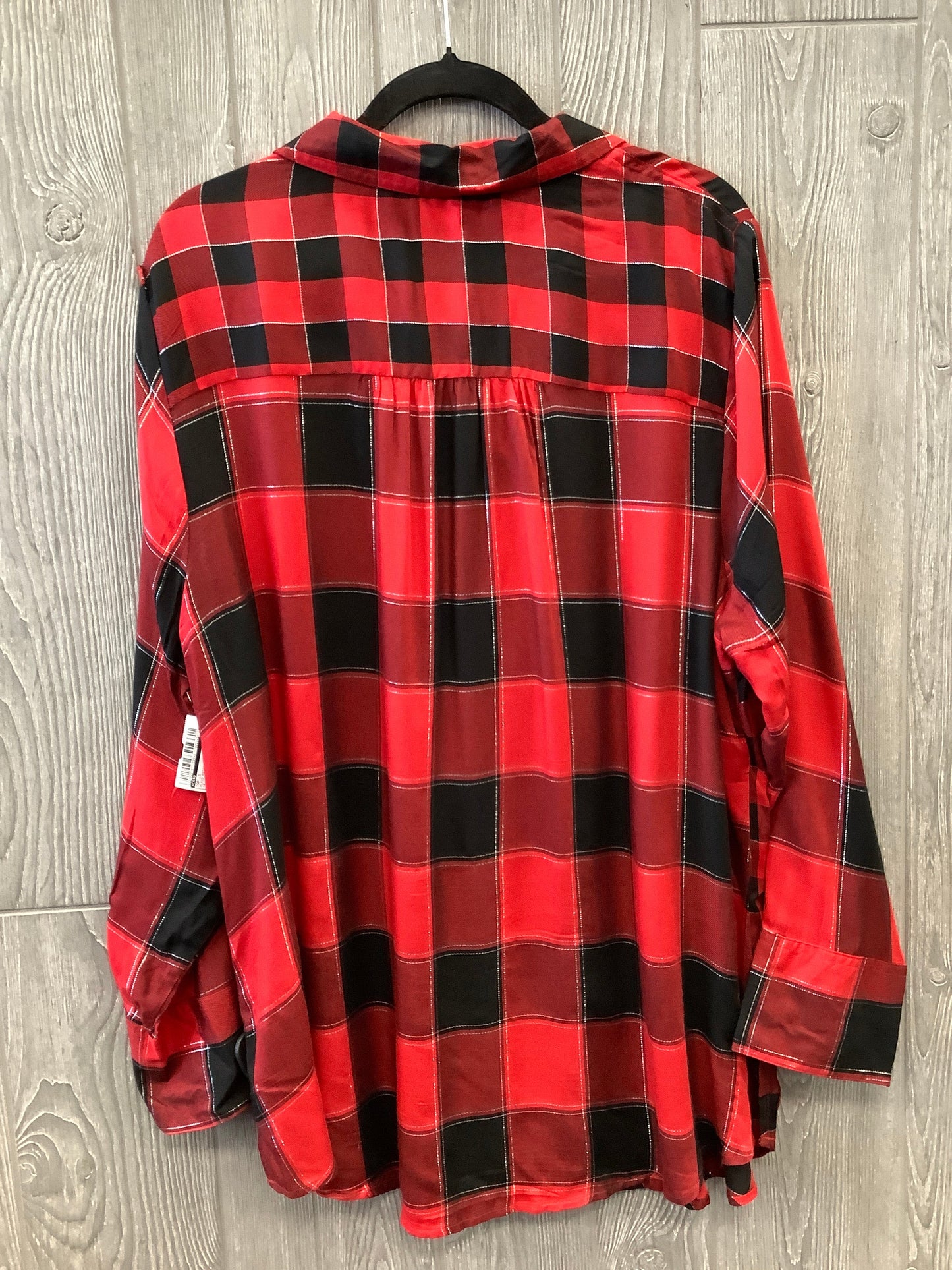 Top Long Sleeve By Cato In Plaid Pattern, Size: 1x