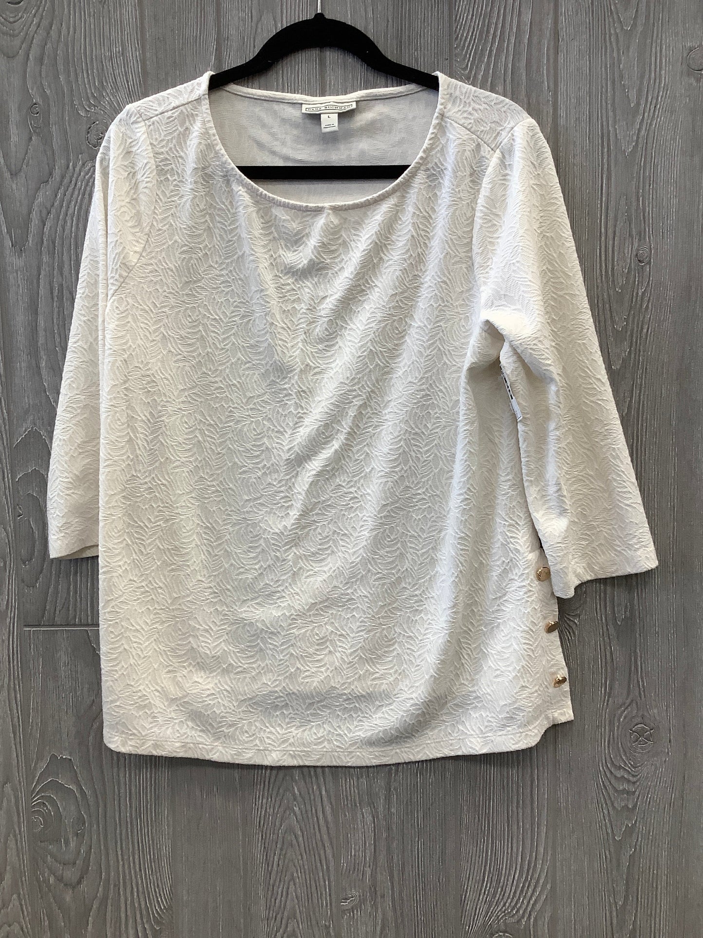 Top Long Sleeve By Dana Buchman In Cream, Size: L