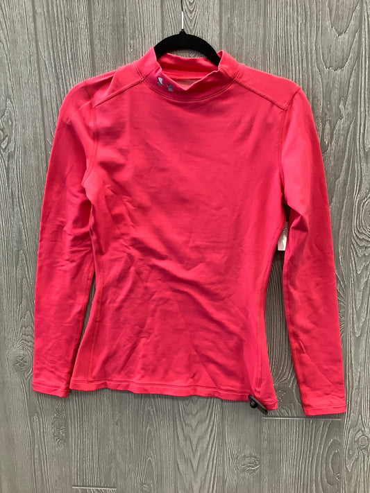 Athletic Top Long Sleeve Collar By Under Armour In Pink, Size: M