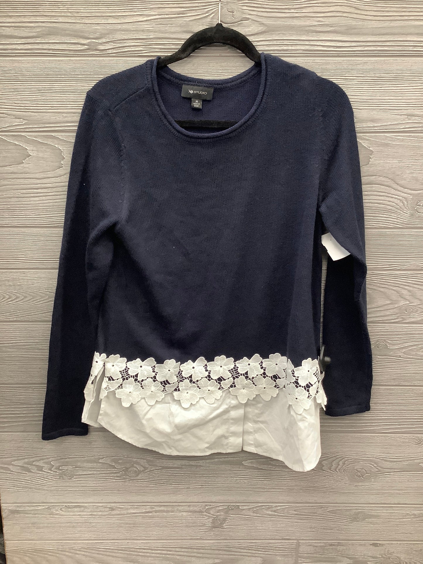 Top Long Sleeve By Ab Studio In Blue, Size: M