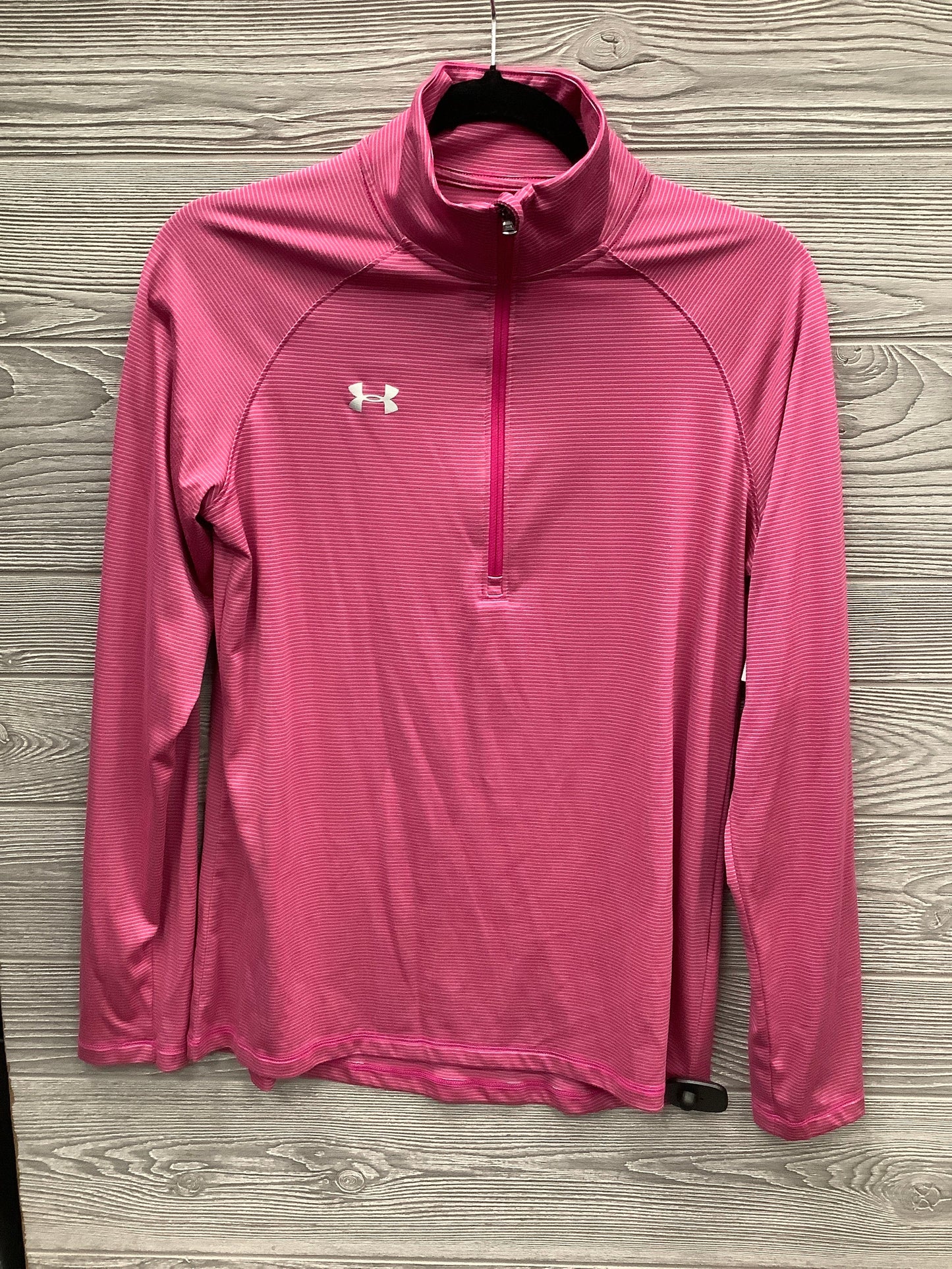 Athletic Top Long Sleeve Collar By Under Armour In Pink, Size: S