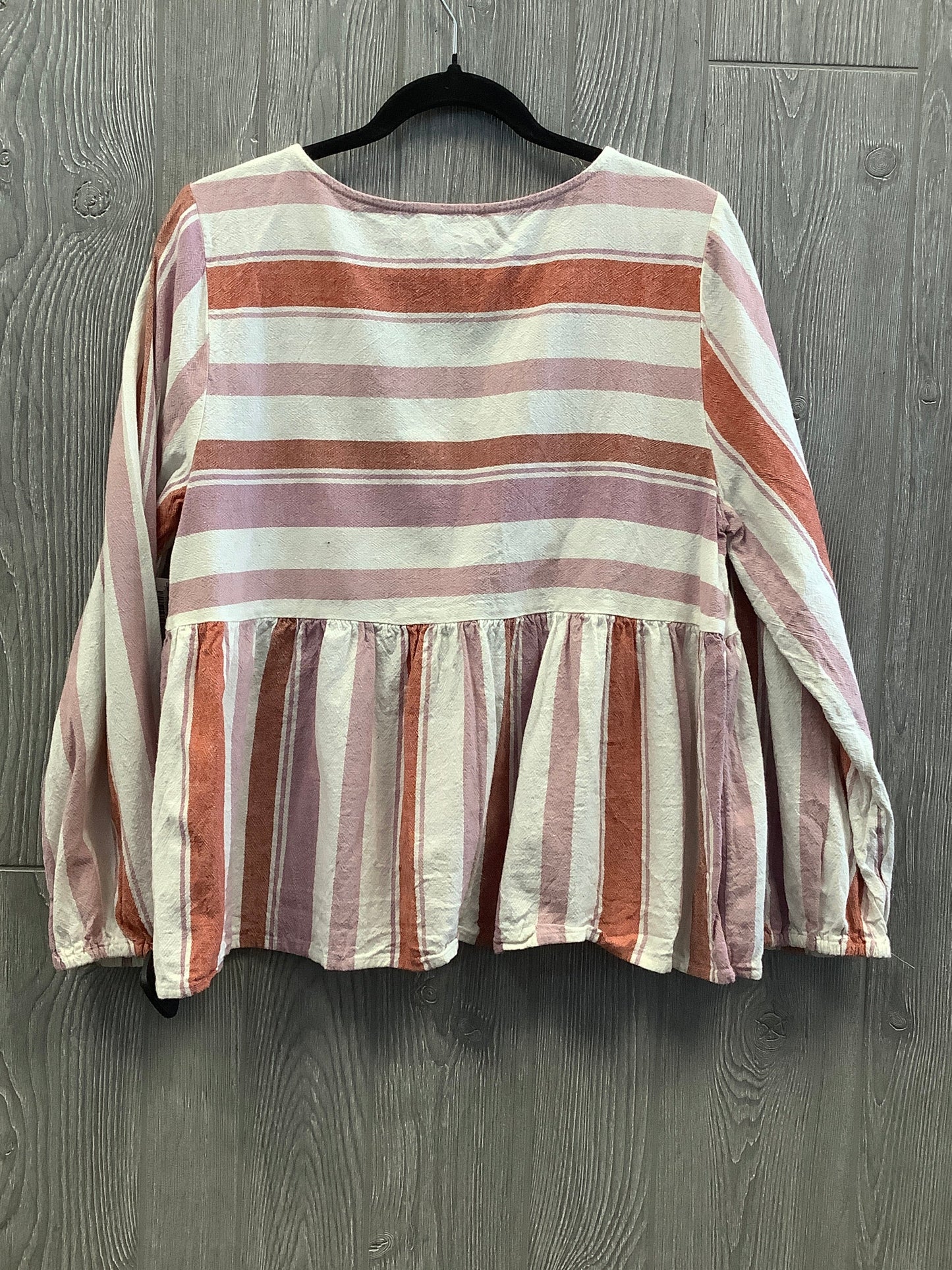 Top Long Sleeve By American Eagle In Striped Pattern, Size: L