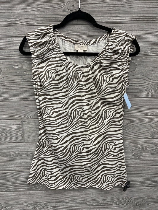 Top Short Sleeve By Loft In Brown & White, Size: M