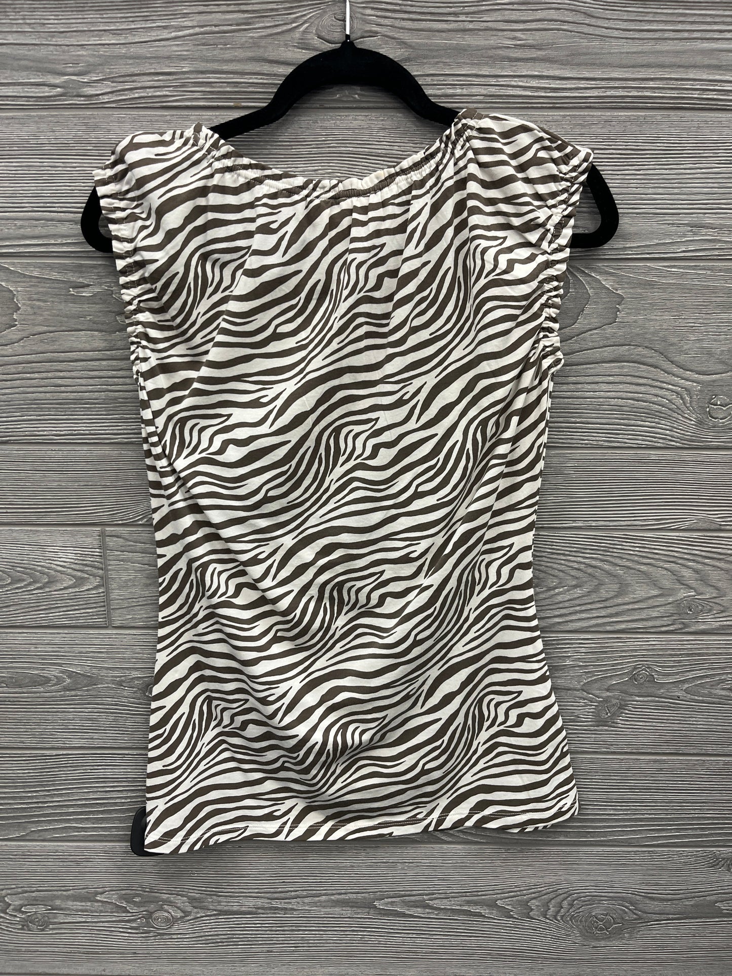 Top Short Sleeve By Loft In Brown & White, Size: M