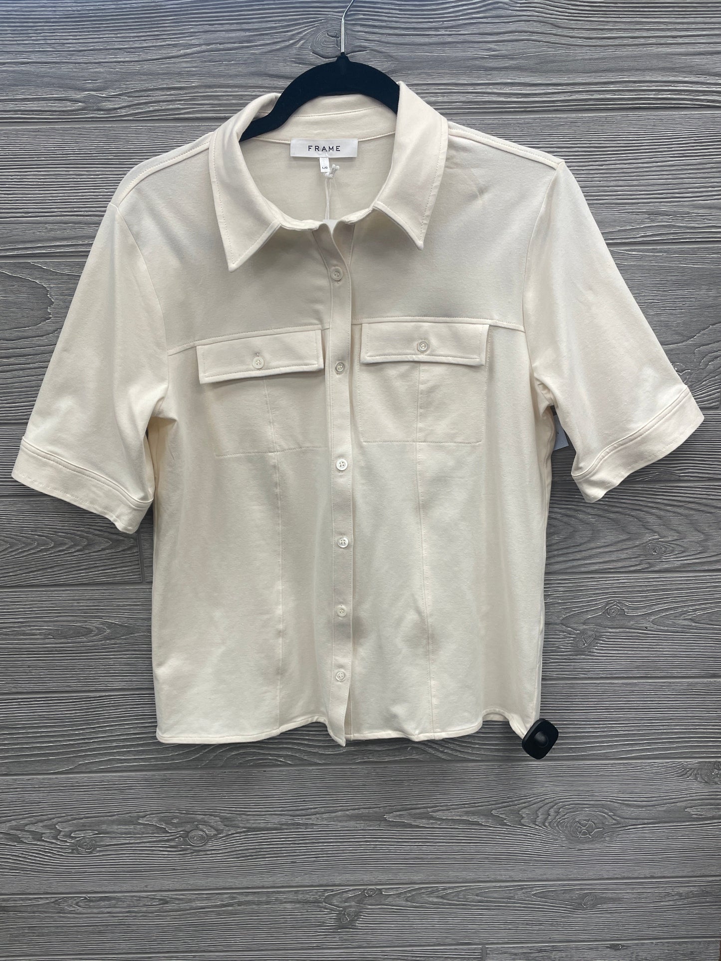 Top Short Sleeve By Frame In Tan, Size: L