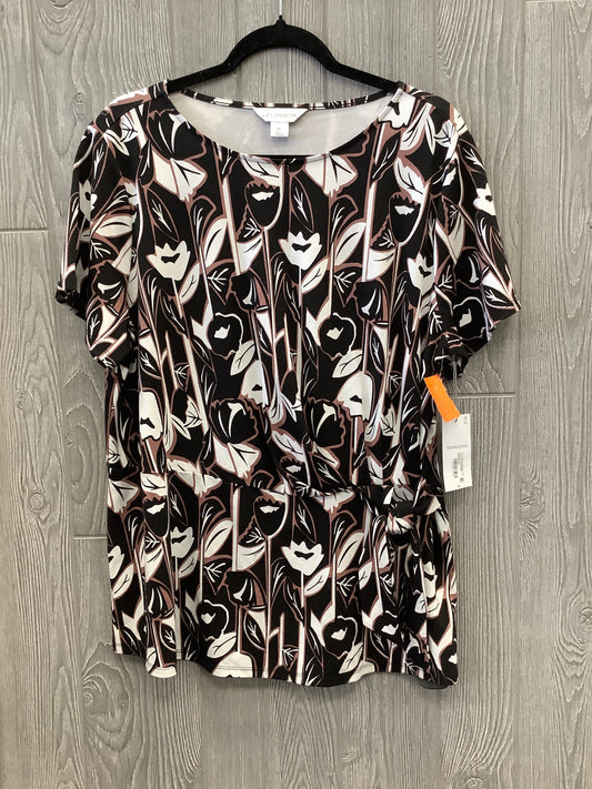 Top Short Sleeve By Liz Claiborne In Black & Brown, Size: Xl