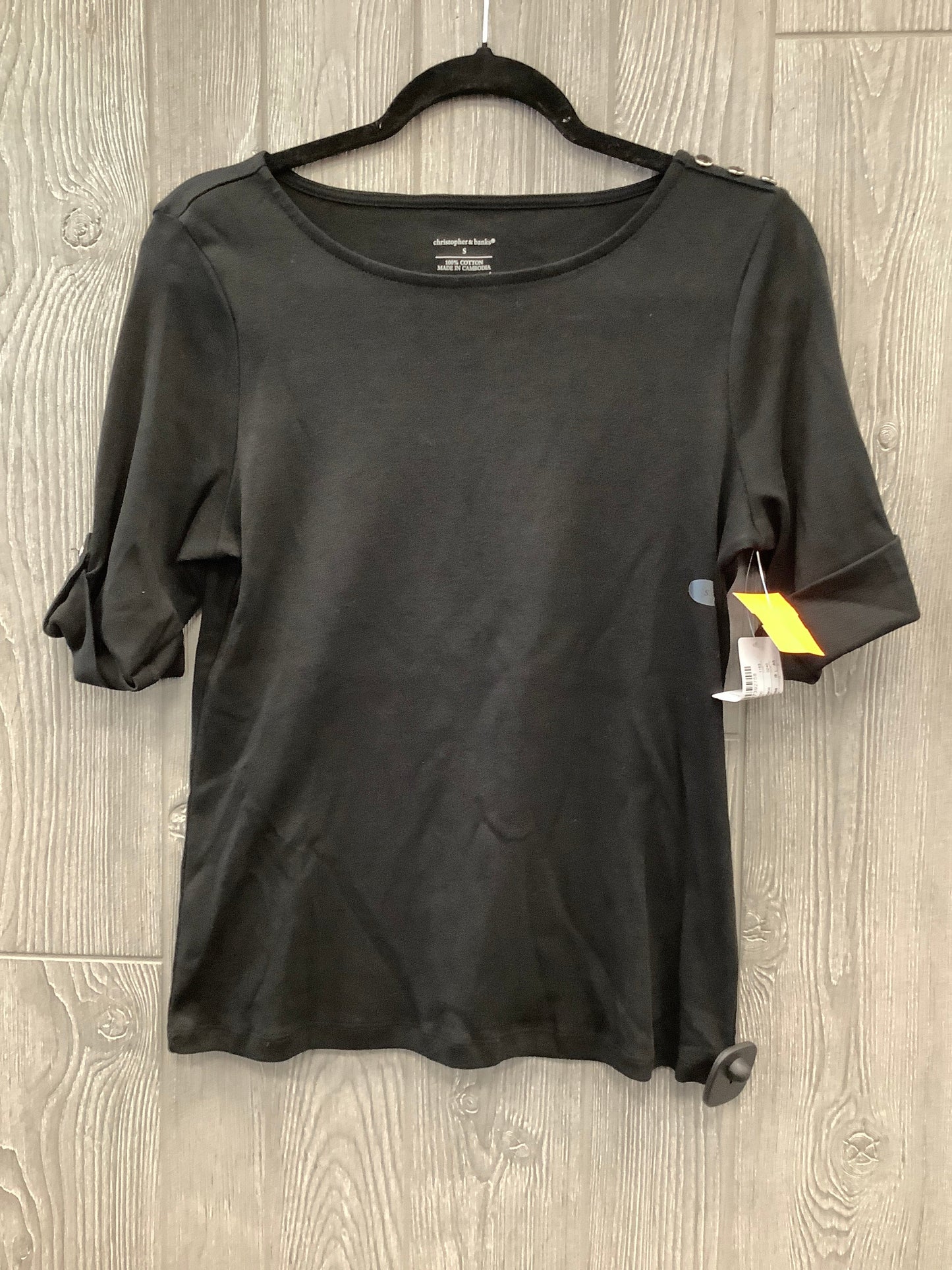 Top Short Sleeve By Christopher And Banks In Black, Size: S