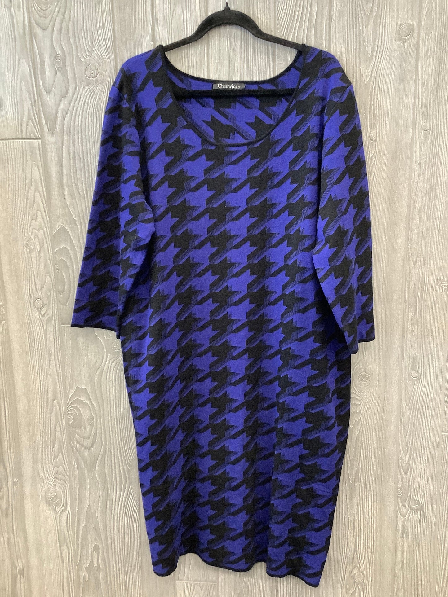 Dress Casual Midi By Chadwicks In Black & Blue, Size: Xl